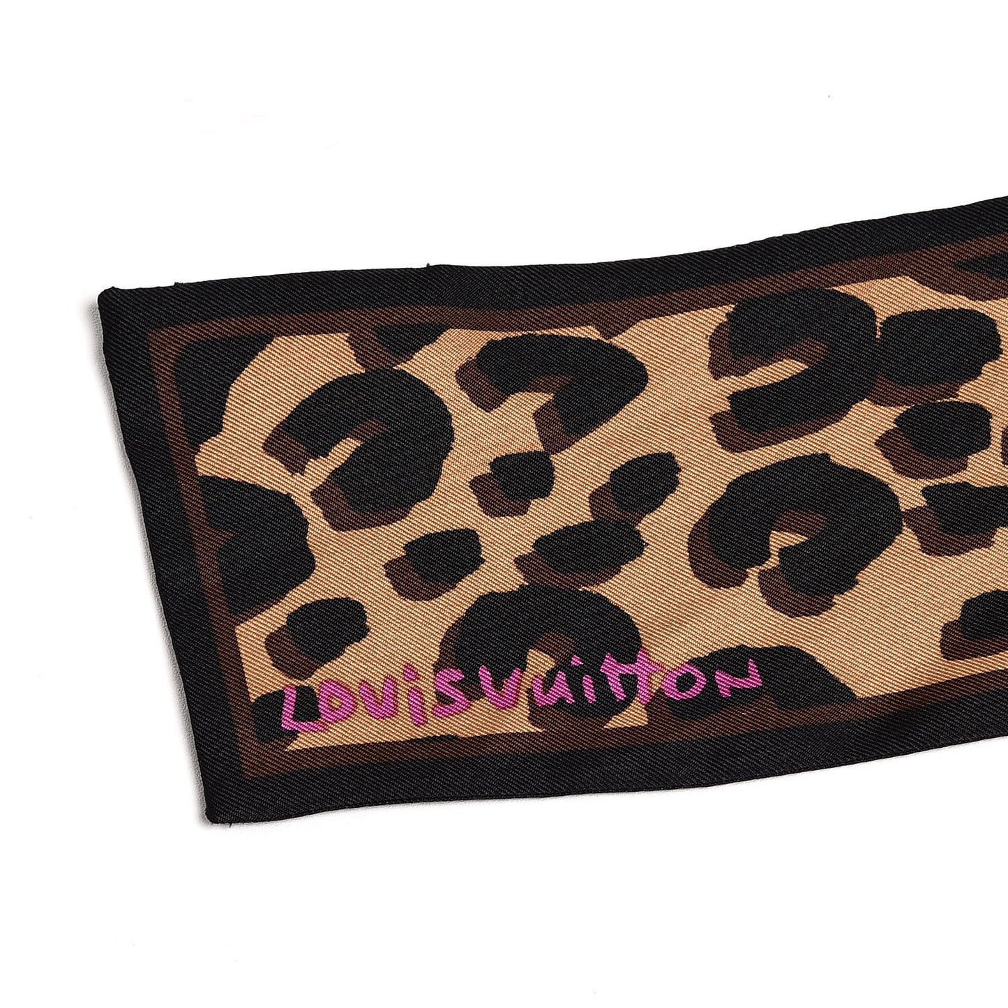 Silk Leopard Bandeau Scarf Marron