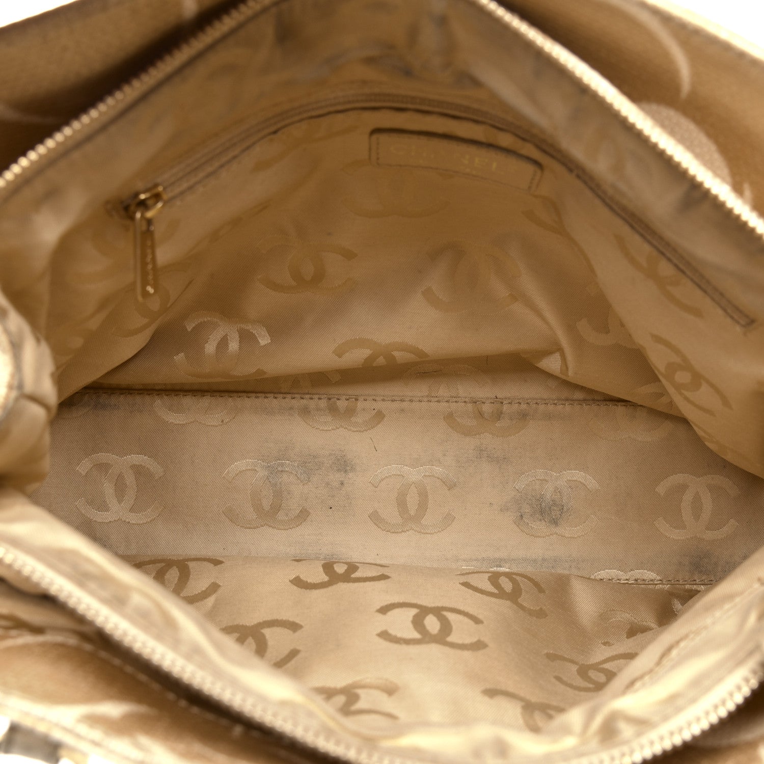 Chanel Canvas Camellia Printed Shoulder Bag Beige Grey 5 of 11