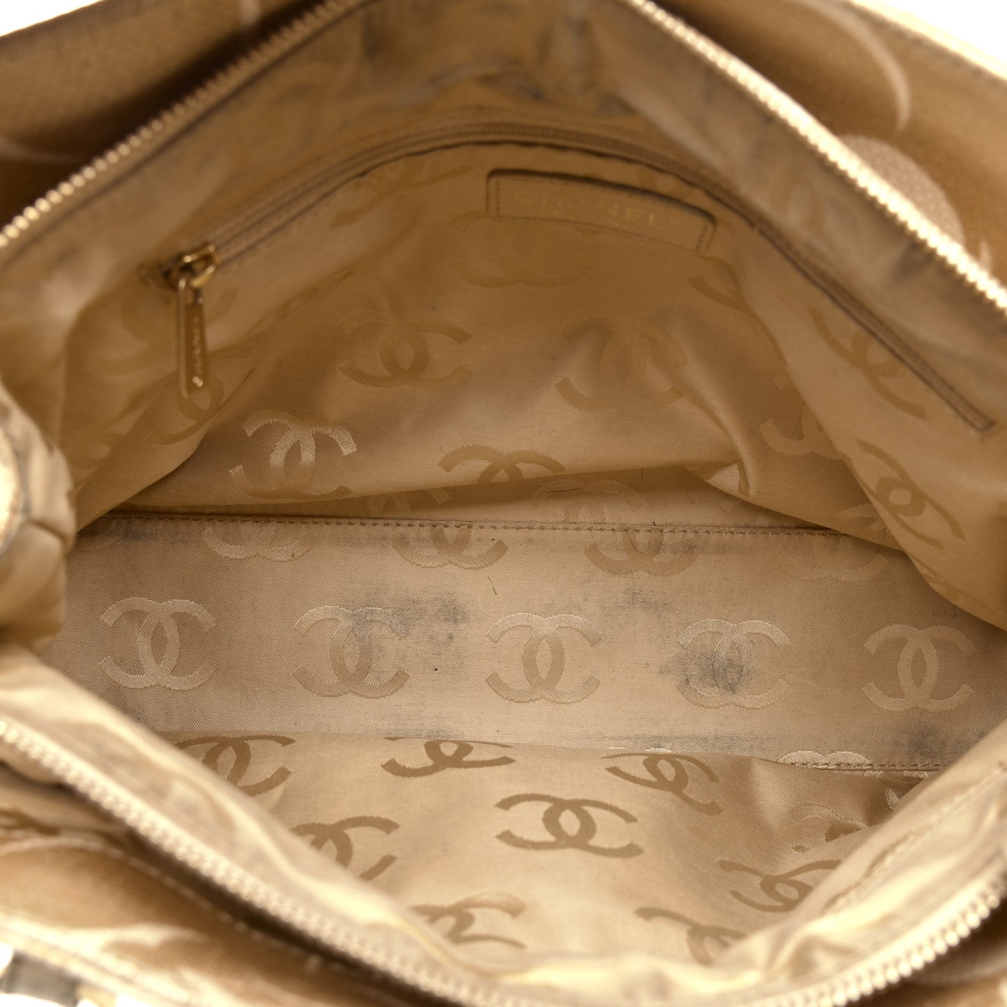 Canvas Camellia Printed Shoulder Bag Beige Grey