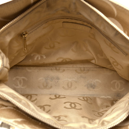 Chanel Canvas Camellia Printed Shoulder Bag Beige Grey 5 of 11