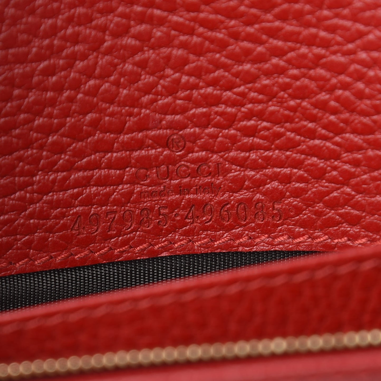 Dollar Calfskin Mini GG Marmont Chain Wallet Hibiscus Red