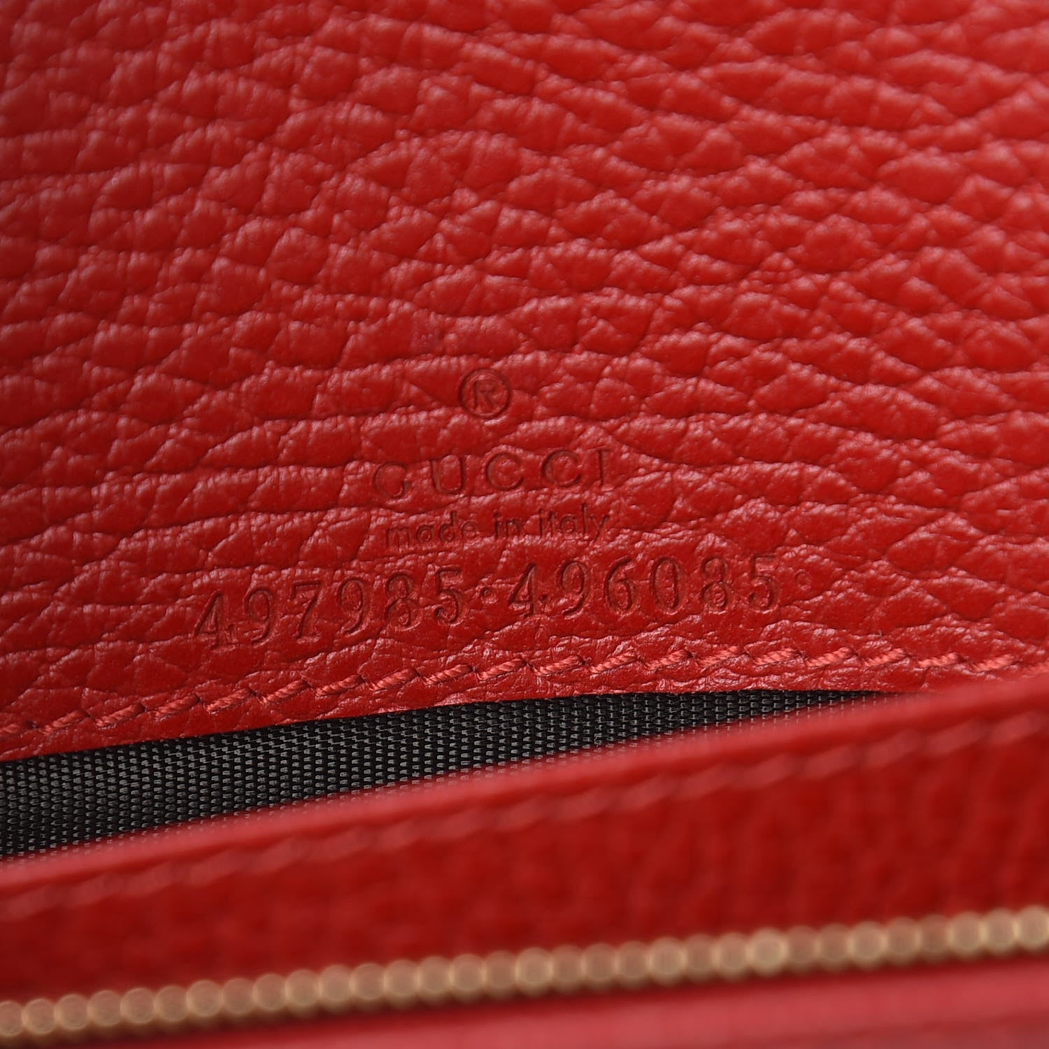 Gucci Dollar Calfskin Mini GG Marmont Chain Wallet Hibiscus Red 6 of 11