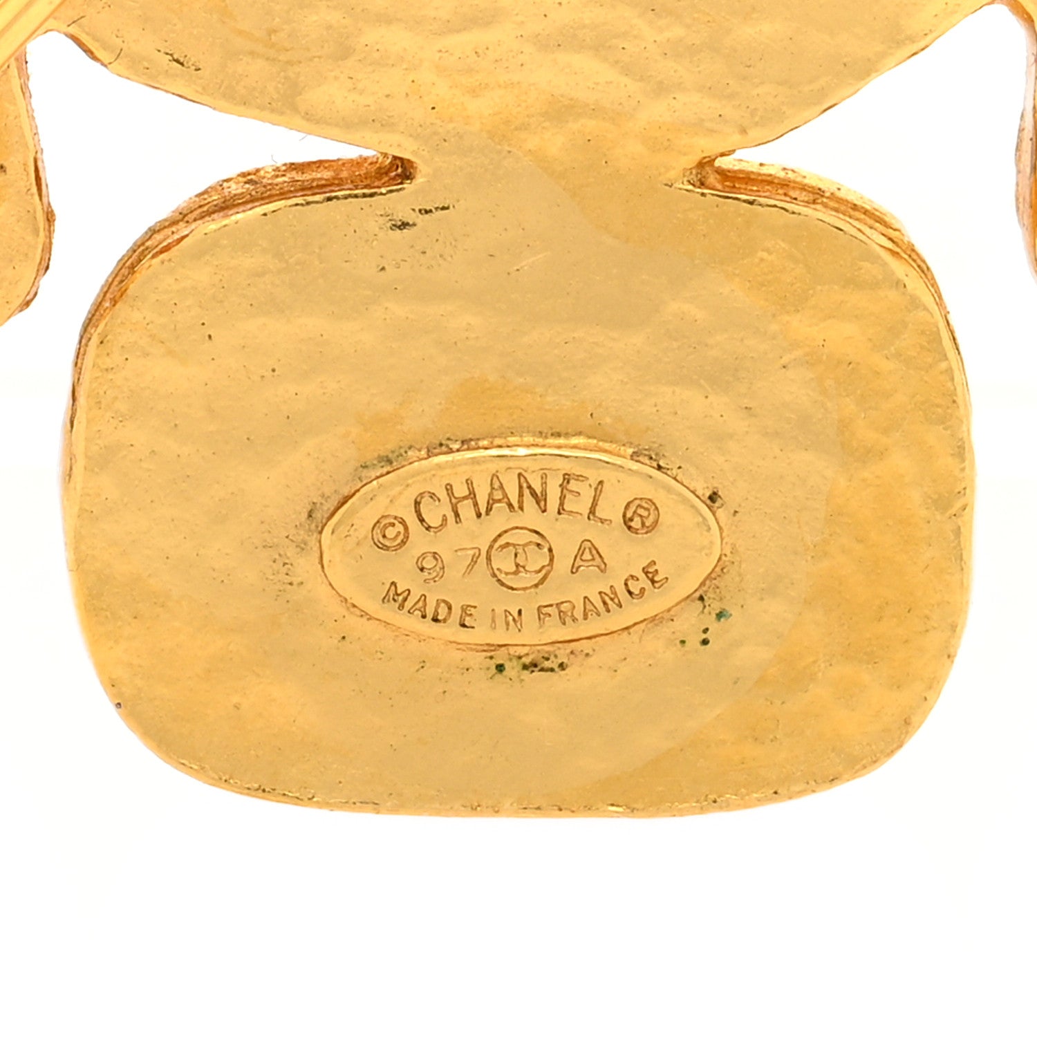 Chanel Hammered Metal CC Brooch Gold Silver 3 of 3