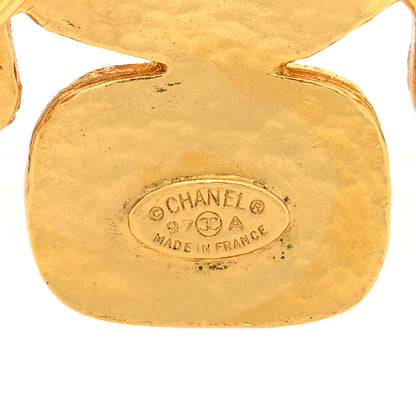 Chanel Hammered Metal CC Brooch Gold Silver 3 of 3
