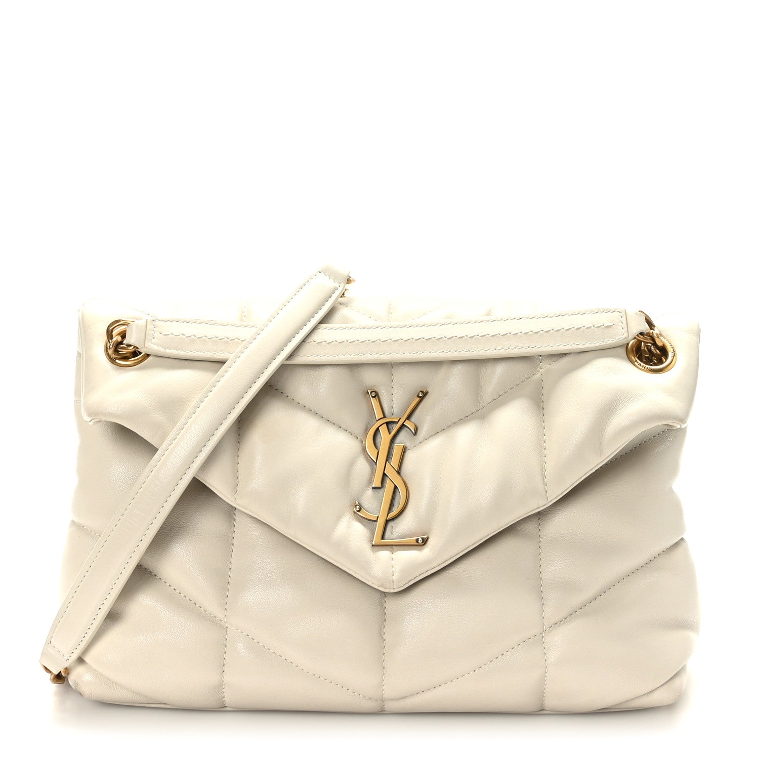 Saint Laurent Lambskin Quilted Small Loulou Puffer Monogram Chain Satchel Crema Soft 1 of 9