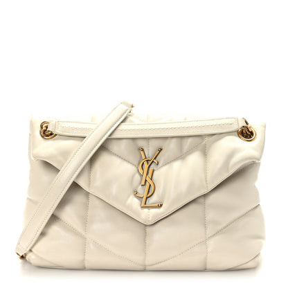 Saint Laurent Lambskin Quilted Small Loulou Puffer Monogram Chain Satchel Crema Soft 1 of 9