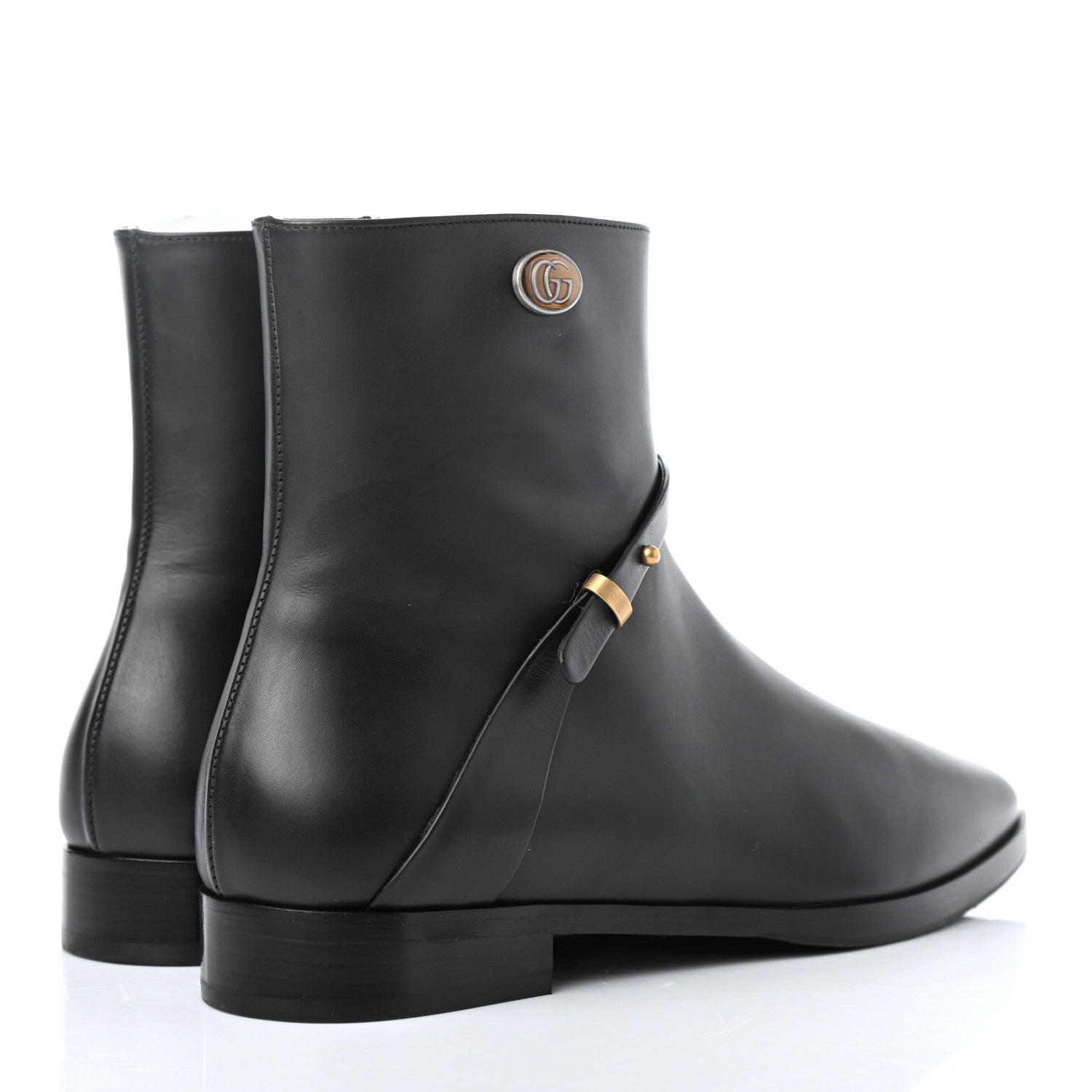 Gucci Calfskin GG Ankle Boots 38 Black 3 of 4