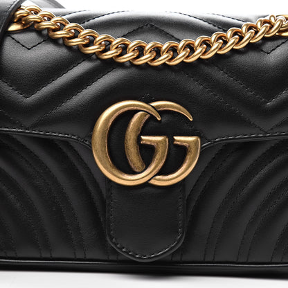 Gucci Calfskin Matelasse Mini GG Marmont Shoulder Bag Black 10 of 10