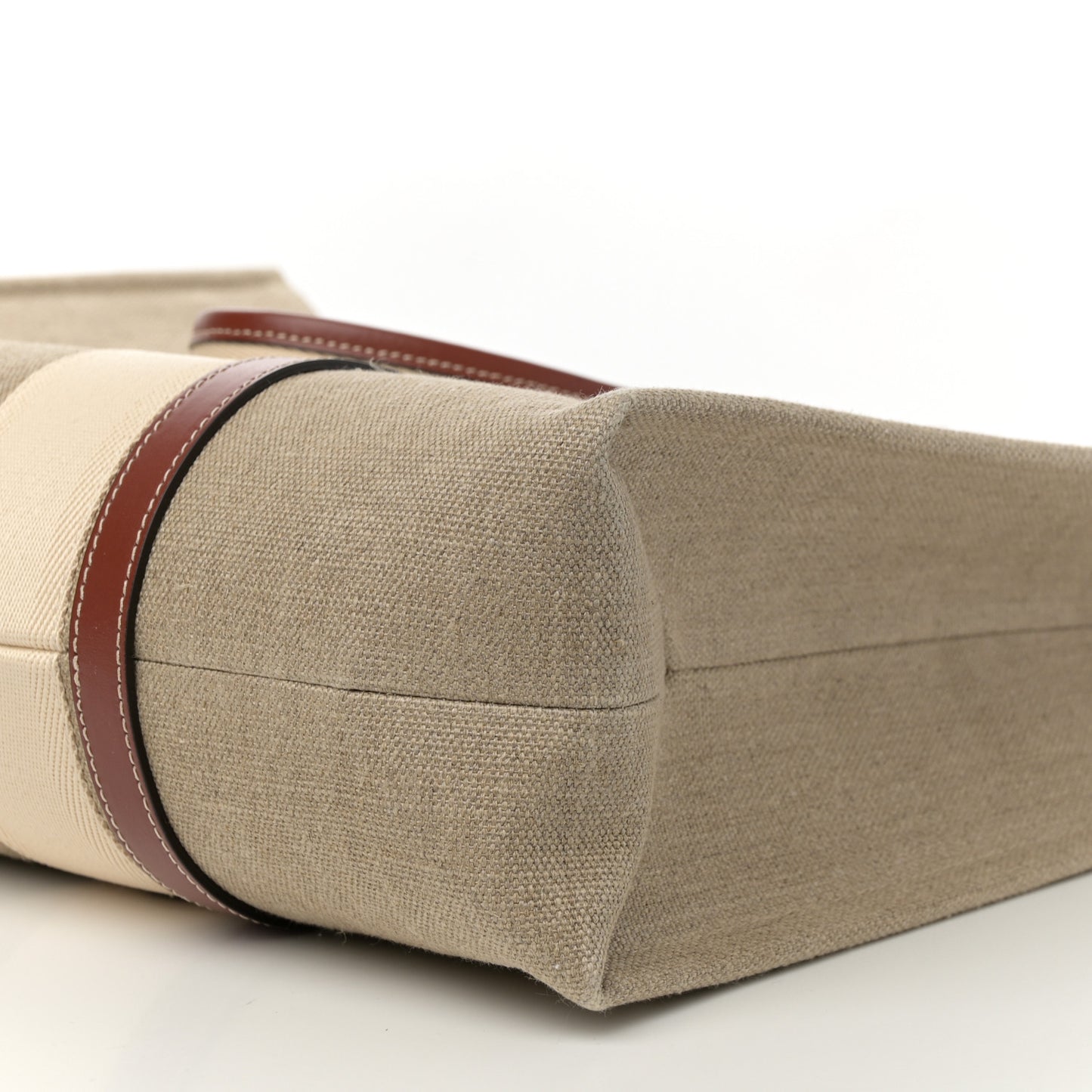Cotton Calfskin Large Woody Ribbon Tote White Brown