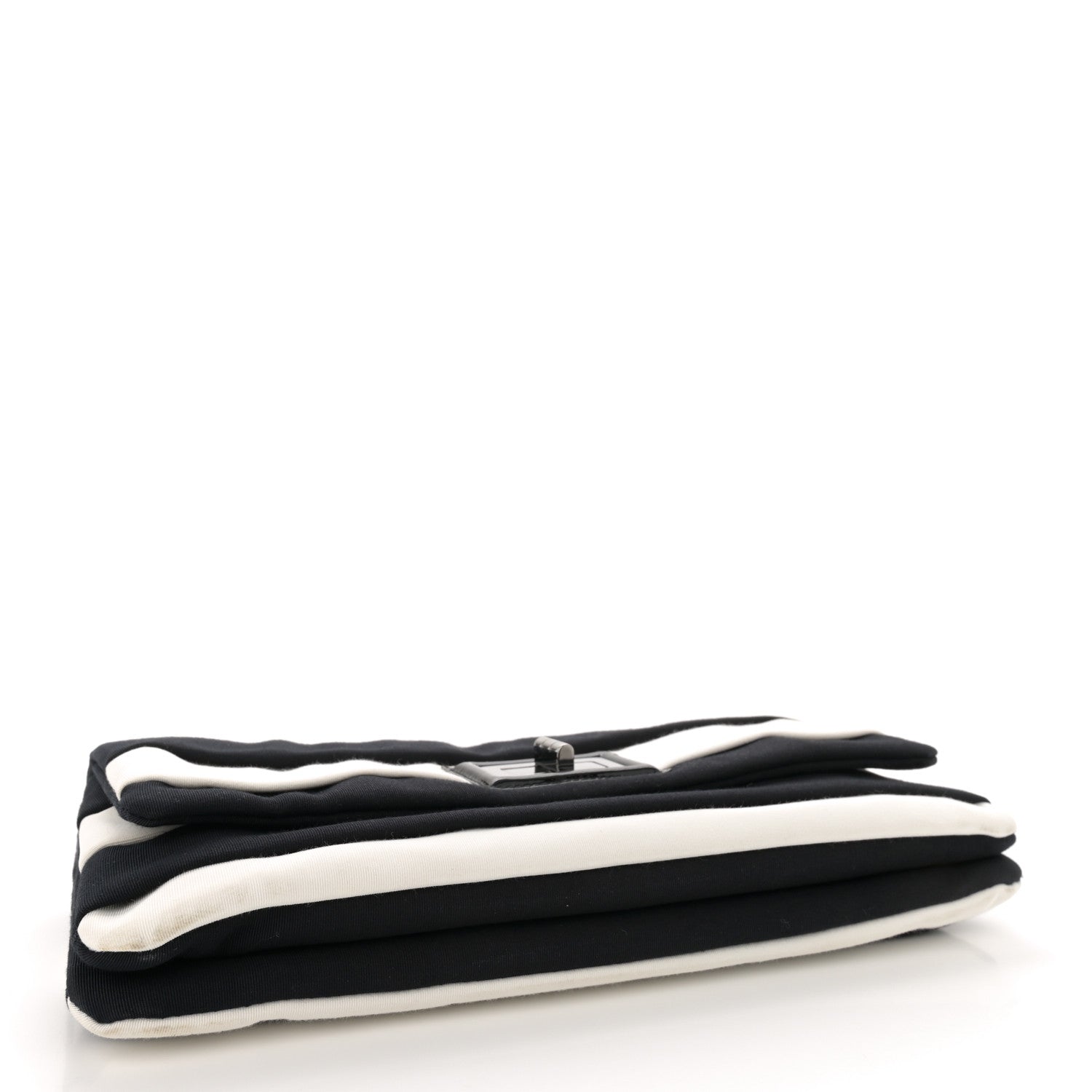 Chanel Grosgrain Stripy Mademoiselle Flap Bag Black White 4 of 11