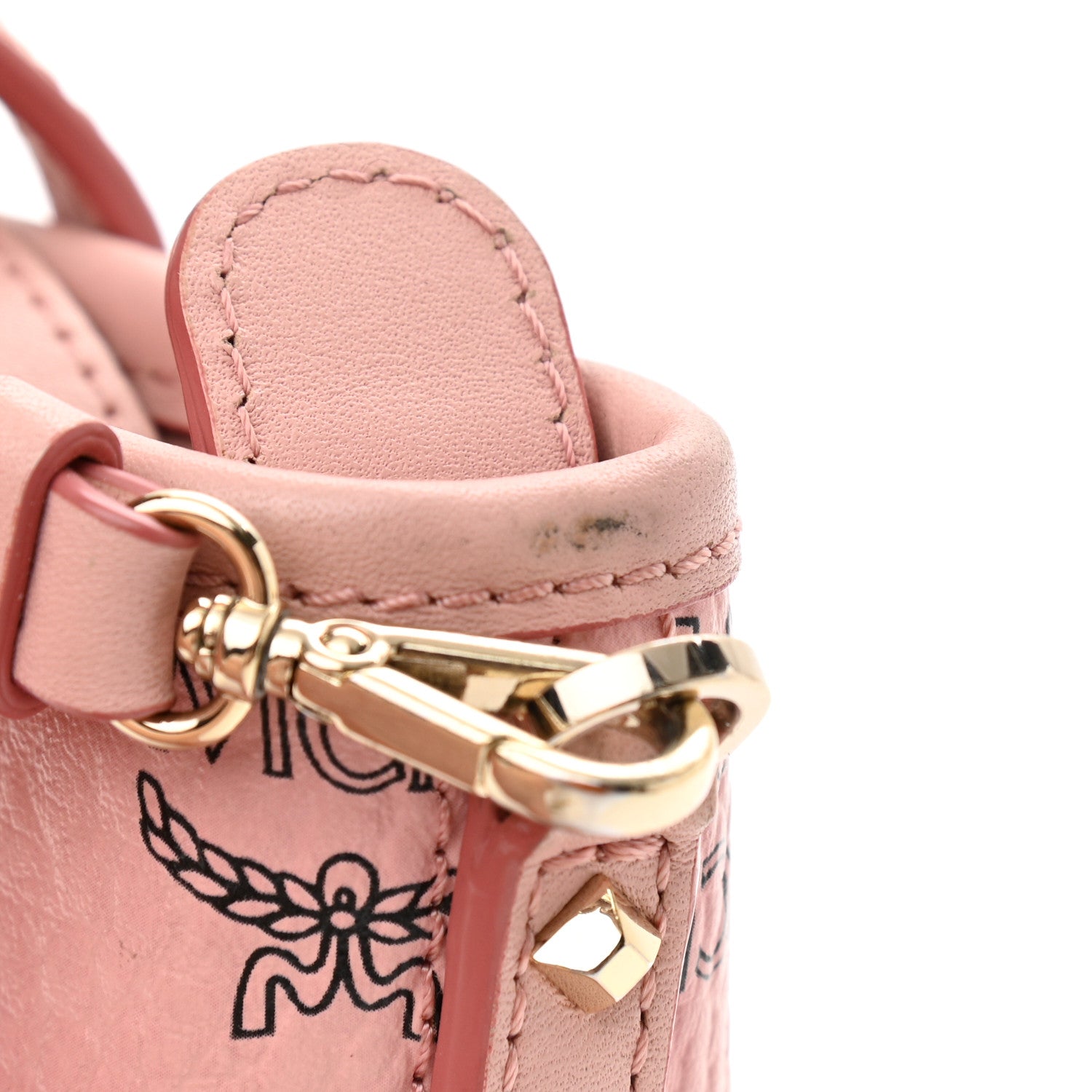 MCM Visetos Mini Anya Top Zip Shopper Tote Soft Pink 11 of 12
