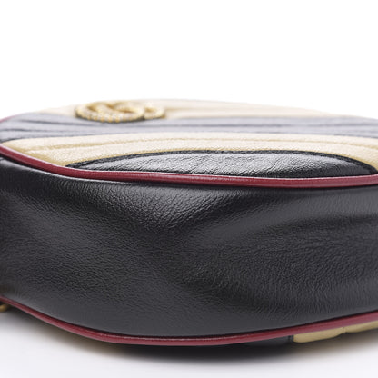 Gucci Azalea Calfskin Matelasse Diagonal Patchwork Mini Torchon GG Marmont Round Shoulder Bag Black Beige Romantic Cerise 9 of 11