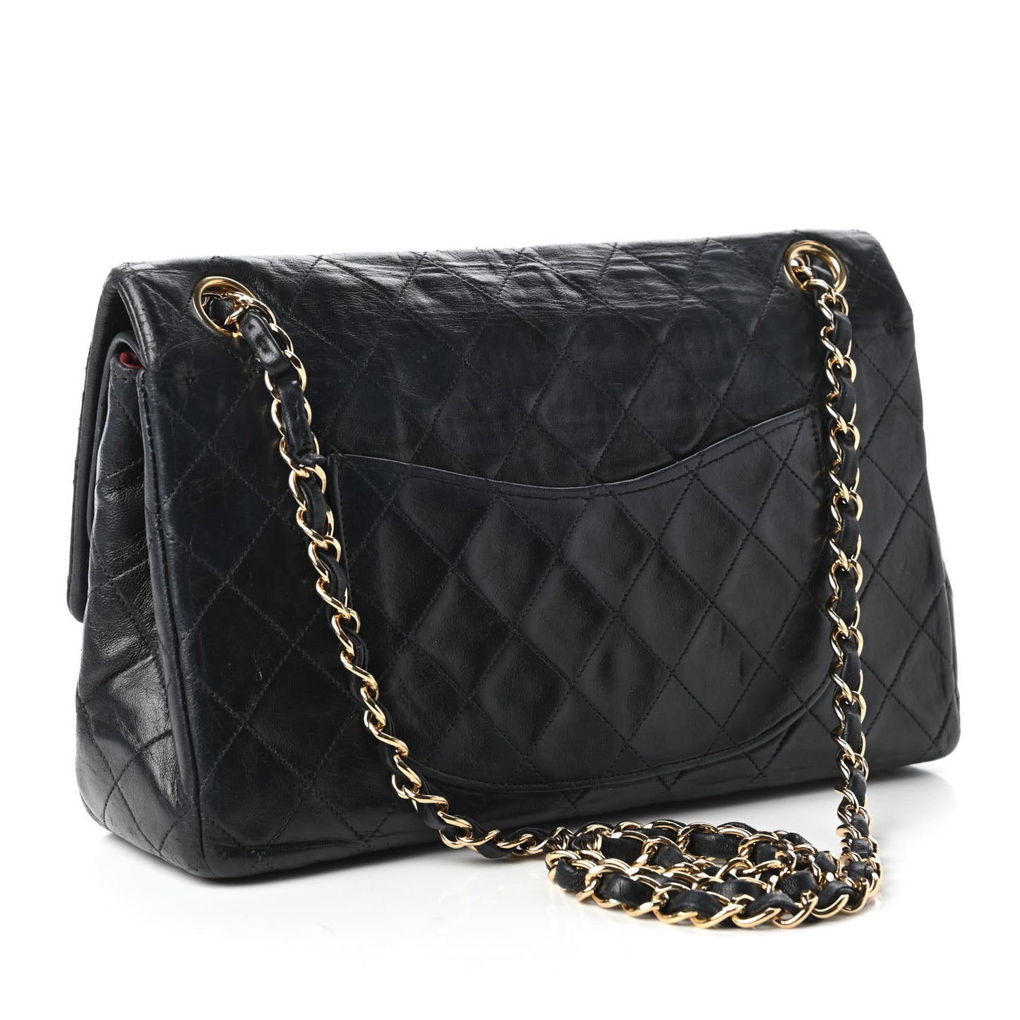 Lambskin Quilted Medium Double Flap Black