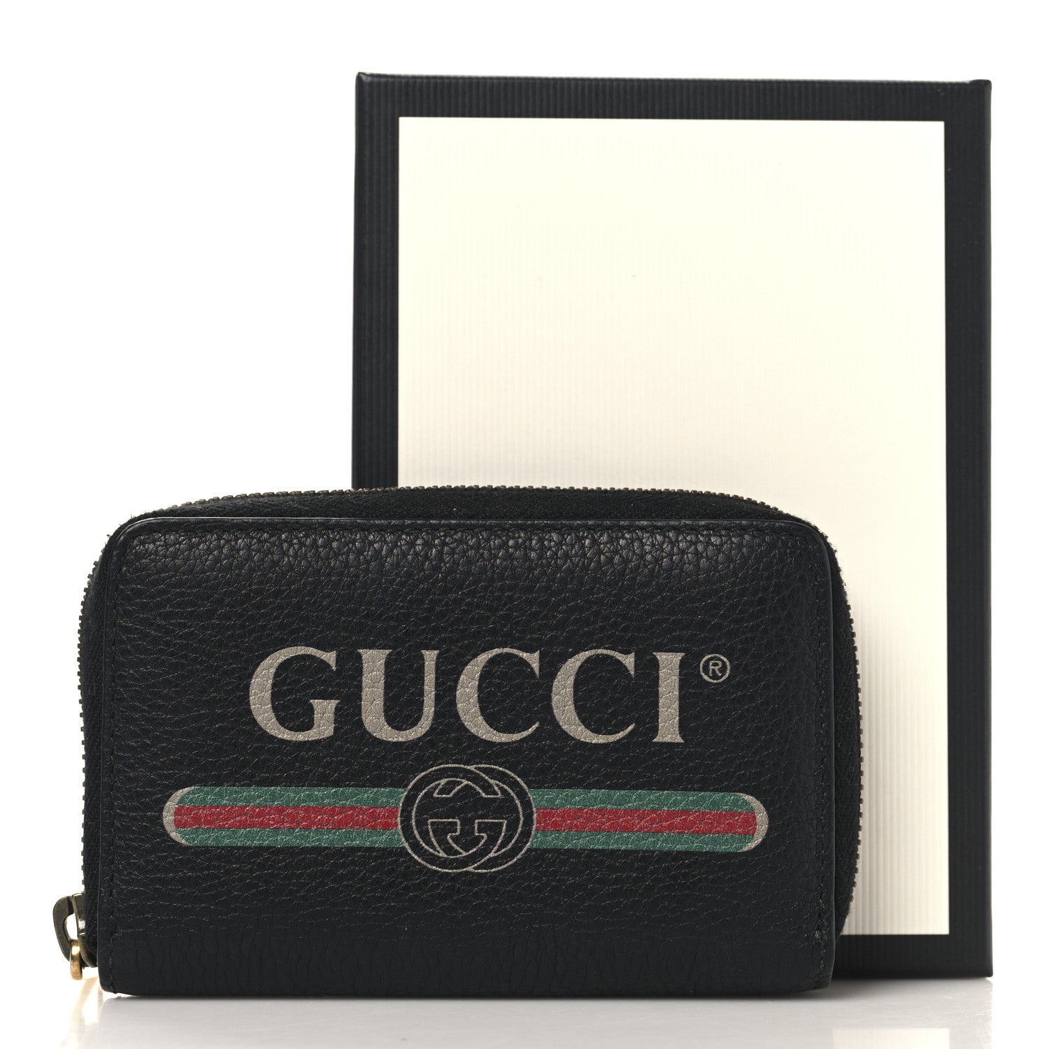 Gucci Calfskin Logo Zip Around Card Case Black 10 of 10