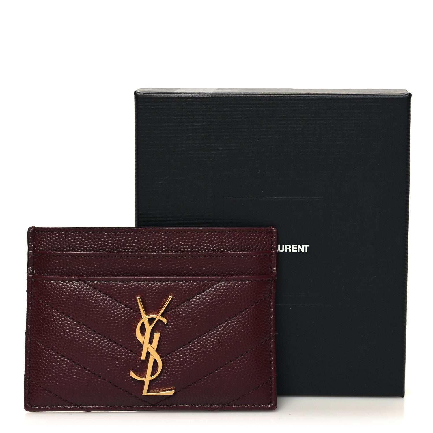 Saint Laurent Grain De Poudre Matelasse Chevron Cassandre Credit Card Case Rouge Legion 11 of 11