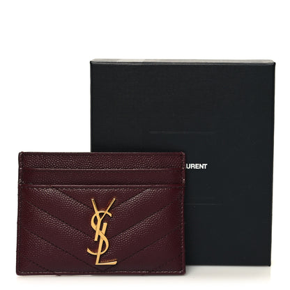 Saint Laurent Grain De Poudre Matelasse Chevron Cassandre Credit Card Case Rouge Legion 11 of 11