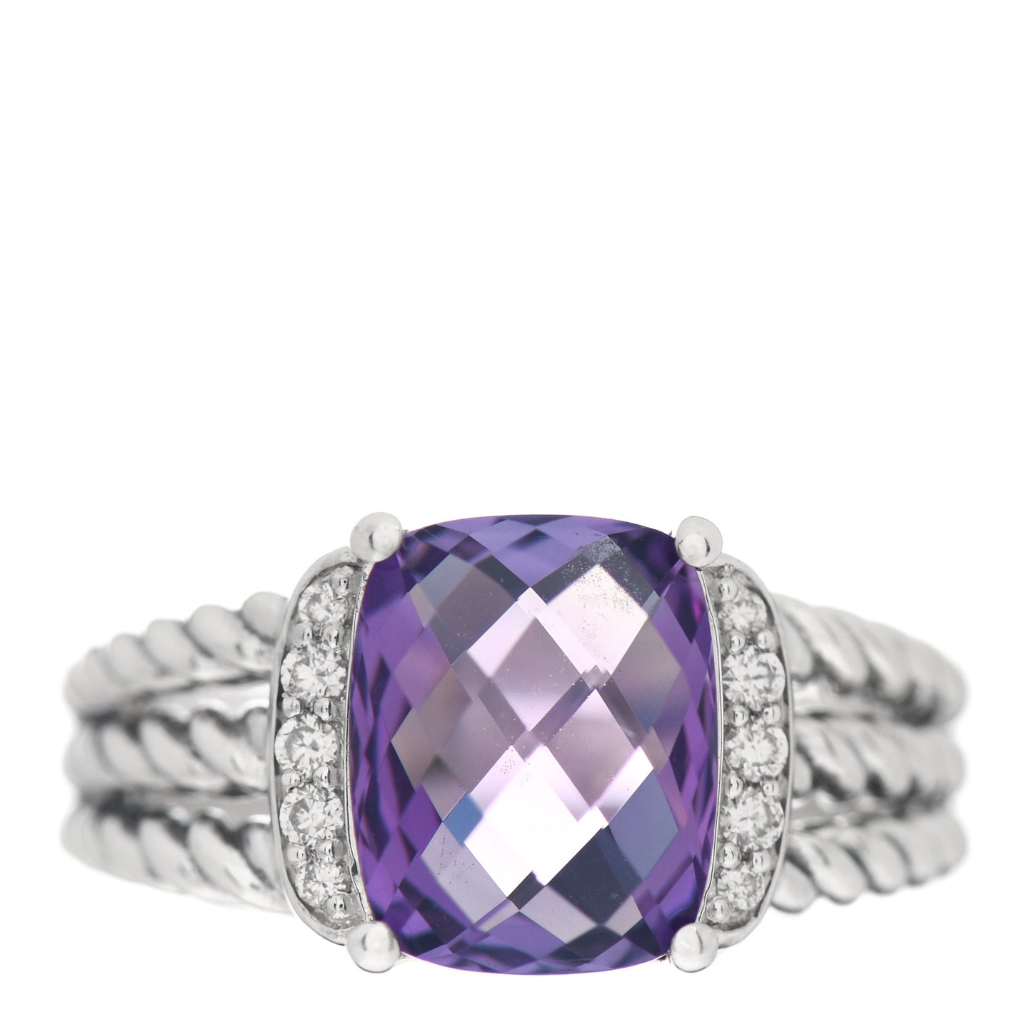 Sterling Silver Diamond Amethyst 10mm Petite Wheaton Ring 54 6.75