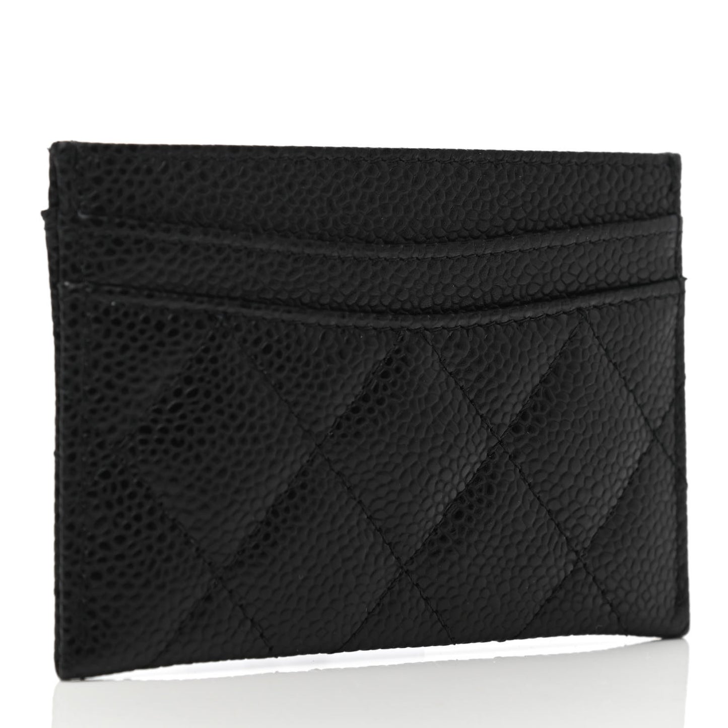Caviar Quilted Card Holder Black