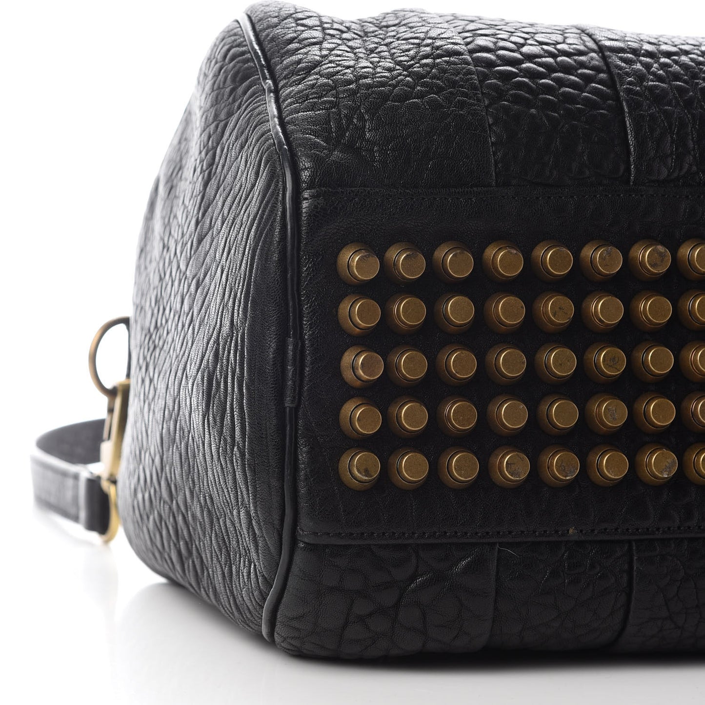 Pebbled Lambskin Rocco Black Antique Brass Hardware