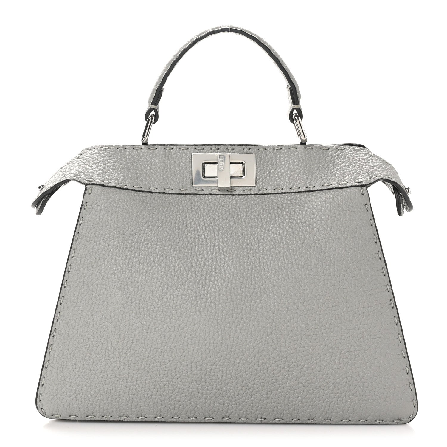 Fendi Cuoio Romano Selleria Bi-Color Small Peekaboo I SEE U Satchel Ghiaccio Asfalto 1 of 9