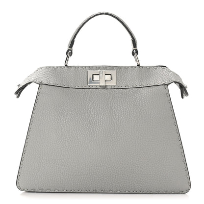 Fendi Cuoio Romano Selleria Bi-Color Small Peekaboo I SEE U Satchel Ghiaccio Asfalto 1 of 9