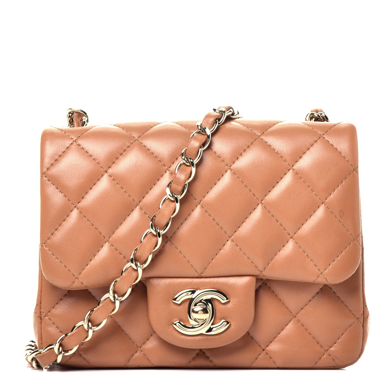 Chanel Lambskin Quilted Mini Square Flap Brown 1 of 9