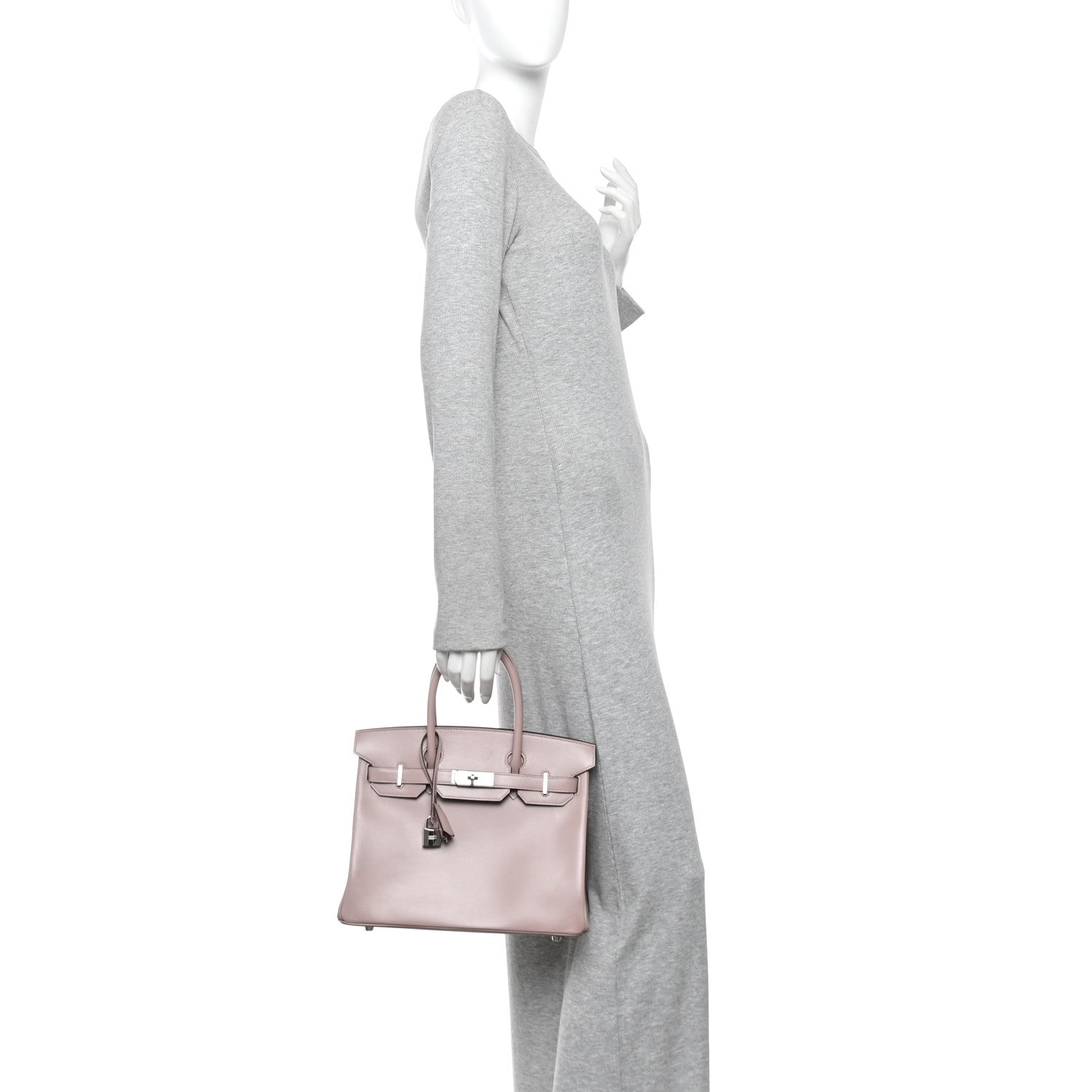 Hermes Veau Tadelakt Birkin 30 Glycine 3 of 24