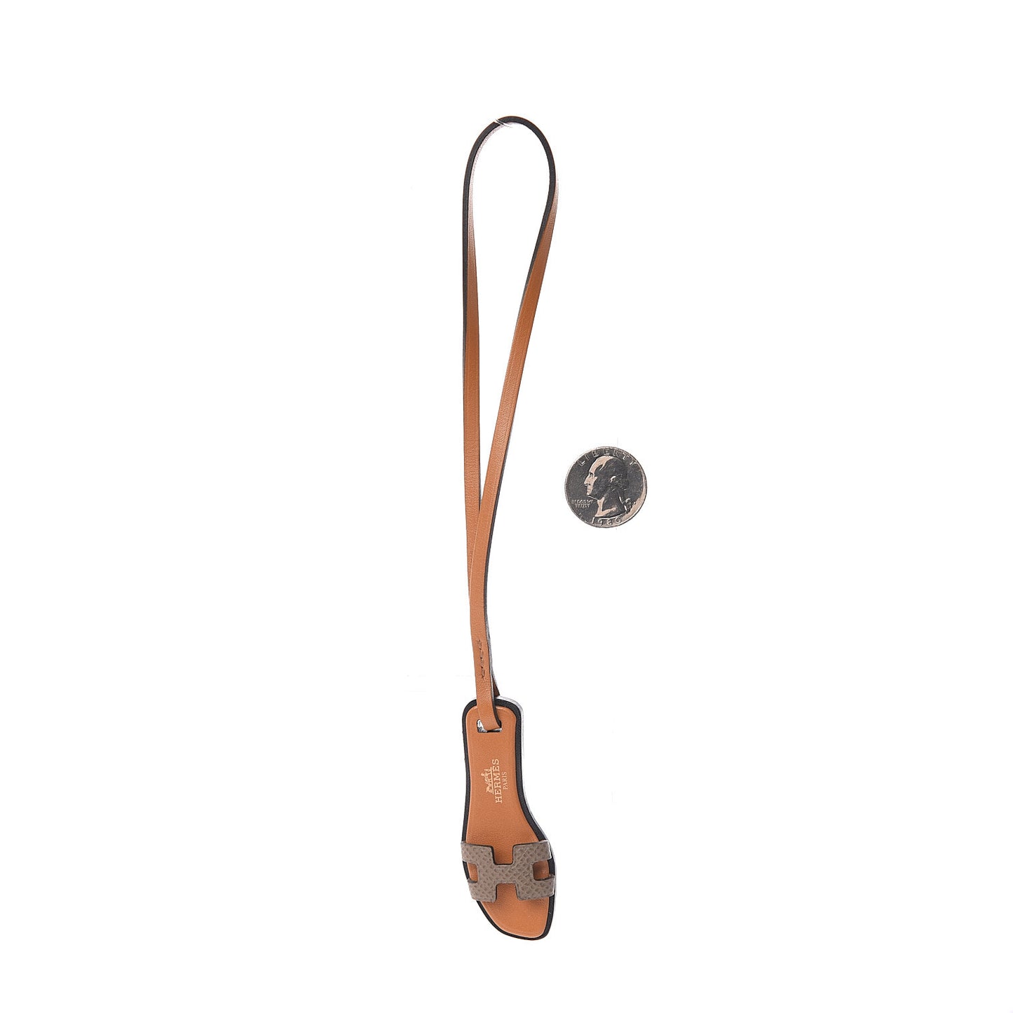 Epsom Butler Calfskin Hunter Oran Nano Bag Charm Etoupe