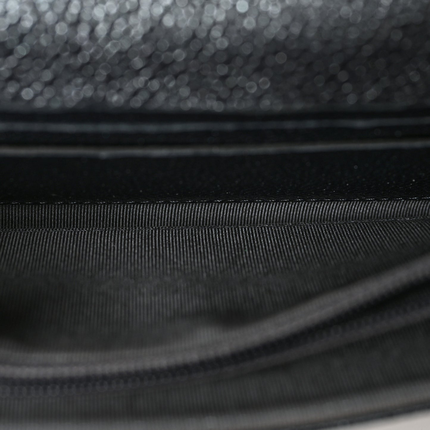 Metallic Caviar Quilted Small Flap Wallet Charcoal