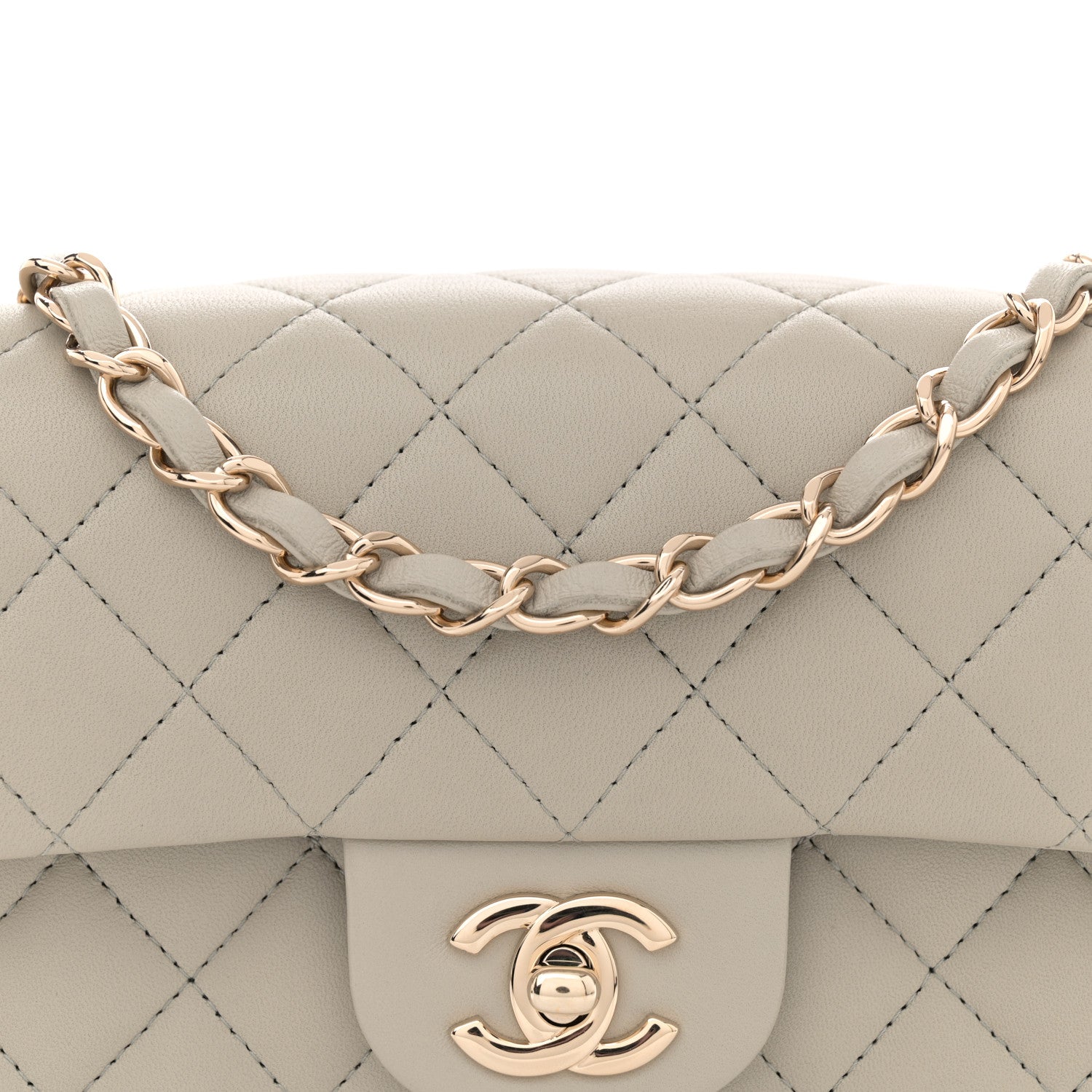 Chanel Lambskin Quilted Mini Rectangular Flap Grey 8 of 11
