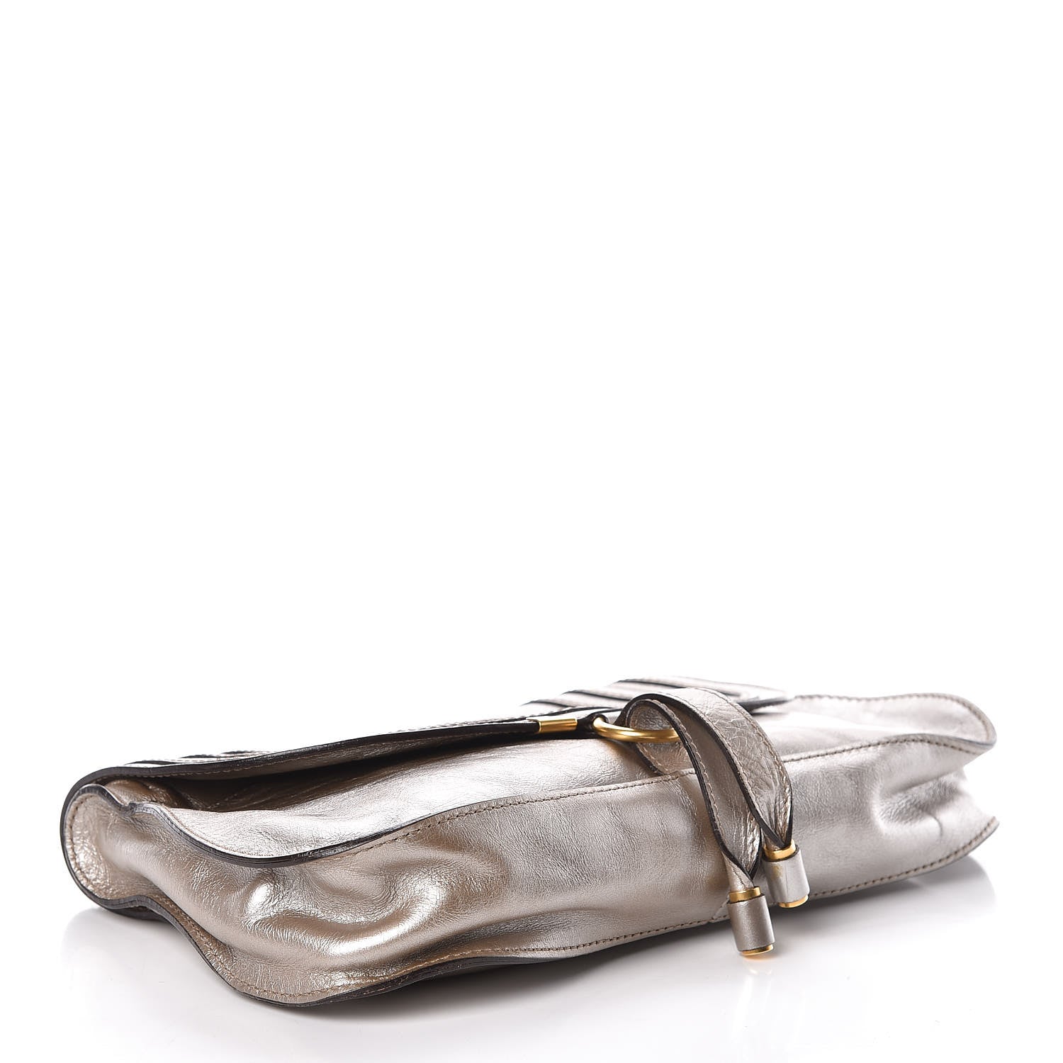 Chloe Metallic Calfskin Marcie Clutch Pewter 4 of 9