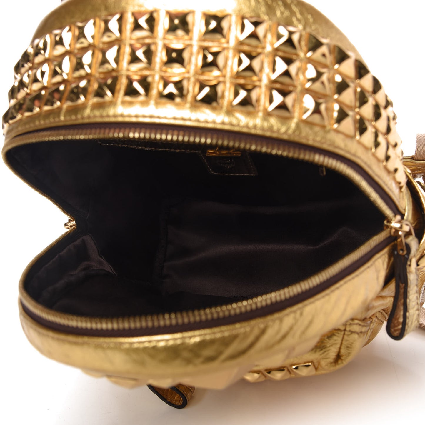 Metallic Calfskin Stud Mini Stark Backpack Gold