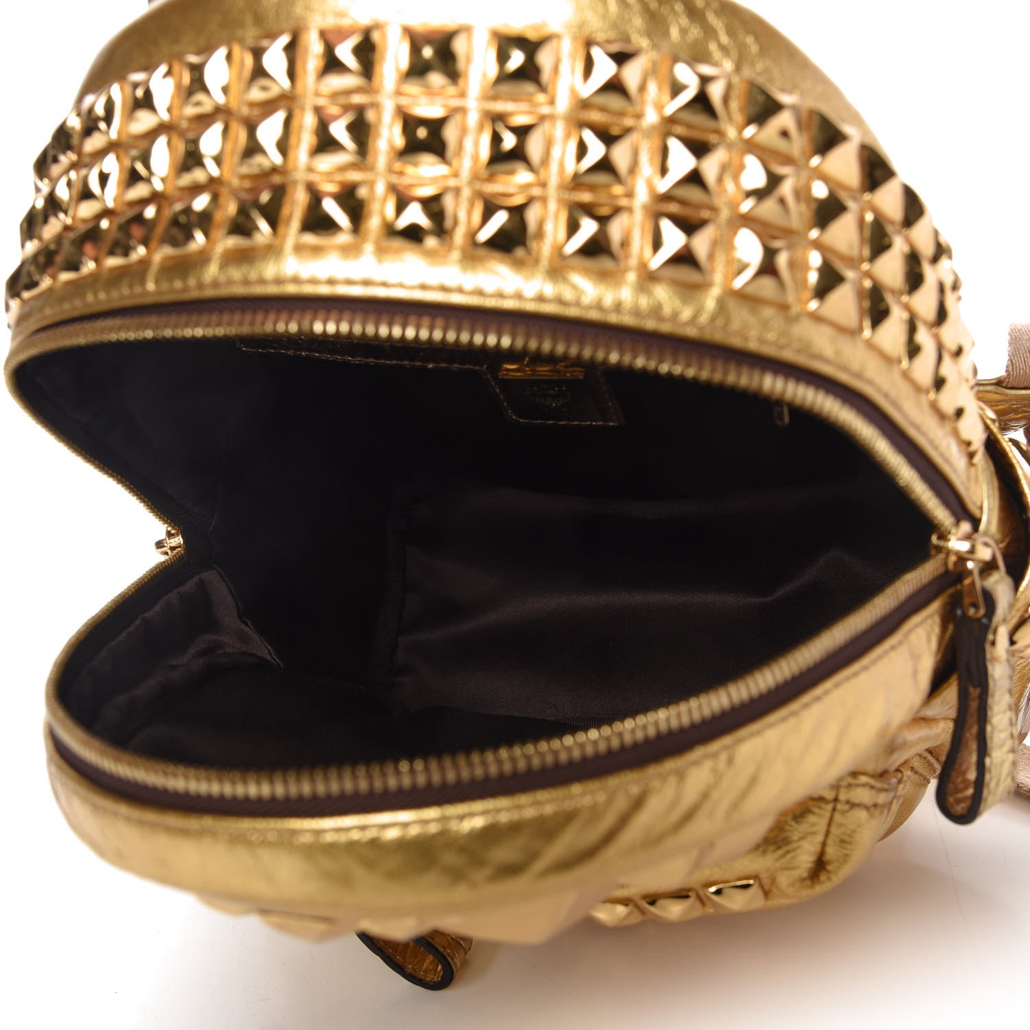 MCM Metallic Calfskin Stud Mini Stark Backpack Gold 5 of 10