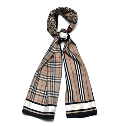 Burberry Silk Monogram Icon Check Print Scarf Archive Beige 1 of 5