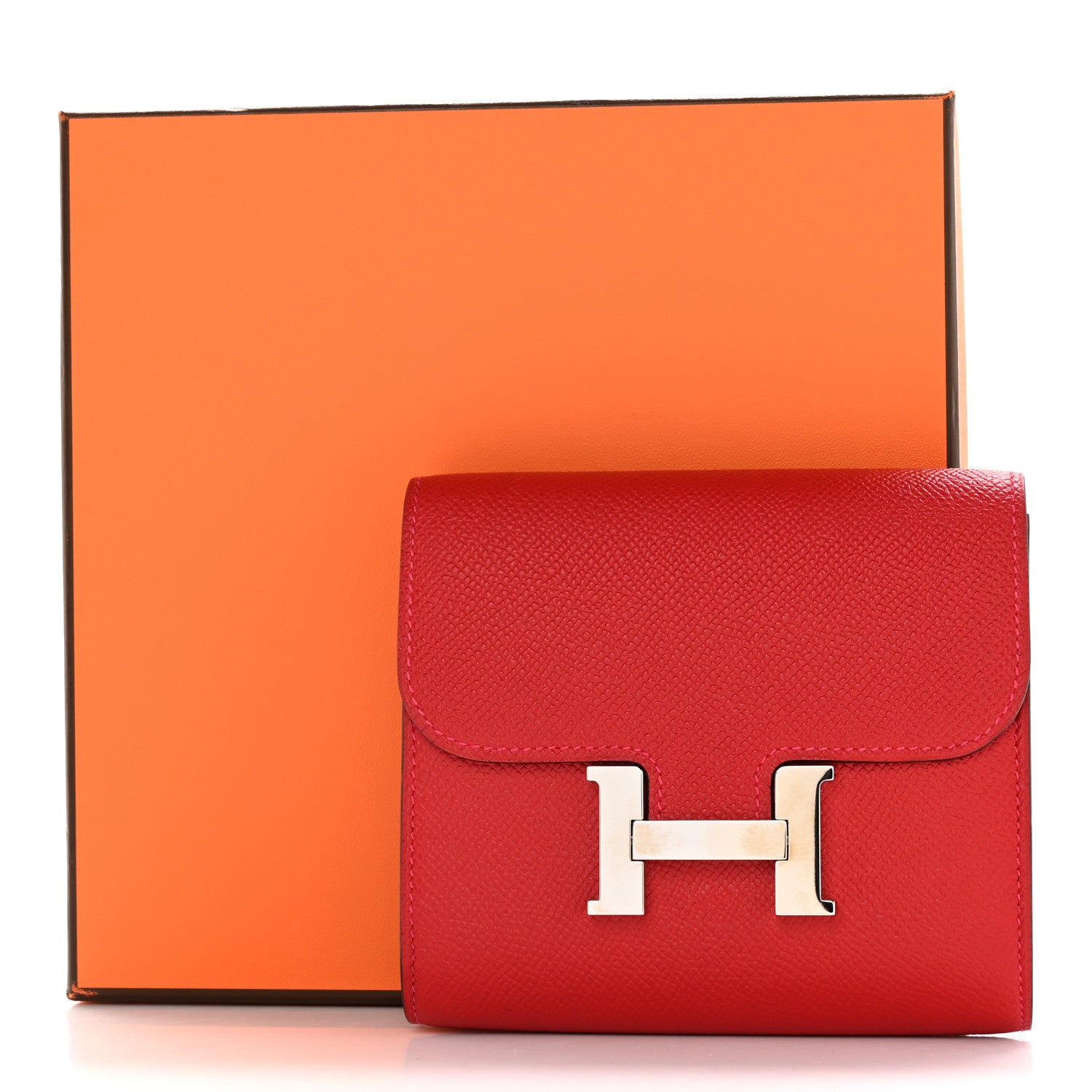 Hermes Epsom Constance Compact Passant Wallet Rouge Casaque 8 of 8