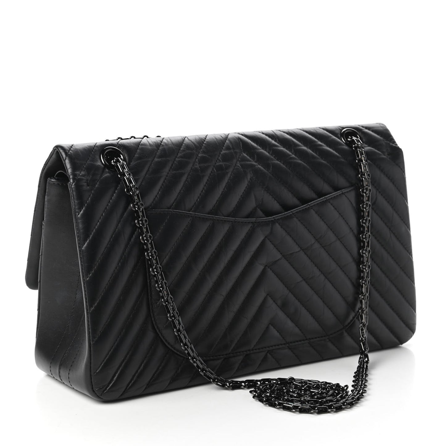 Aged Calfskin Chevron Quilted 2.55 Reissue 226 So Black