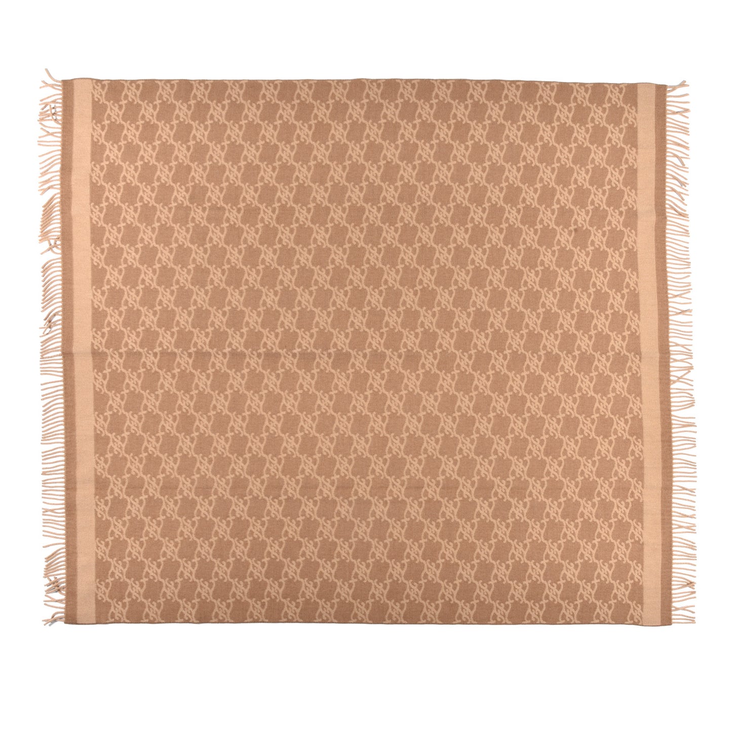 Wool Cashmere FF Karligraphy Reversible Scarf Camel