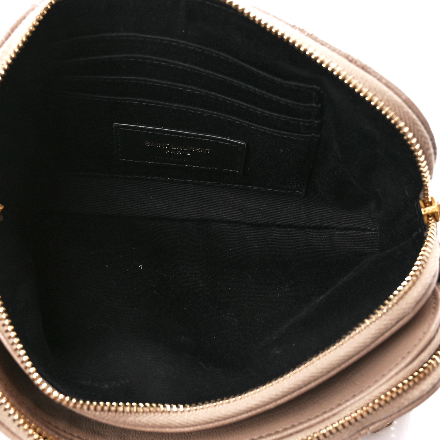 Saint Laurent Grained Lambskin Quilted Mini Becky Double Zip Bag Dark Beige 6 of 13