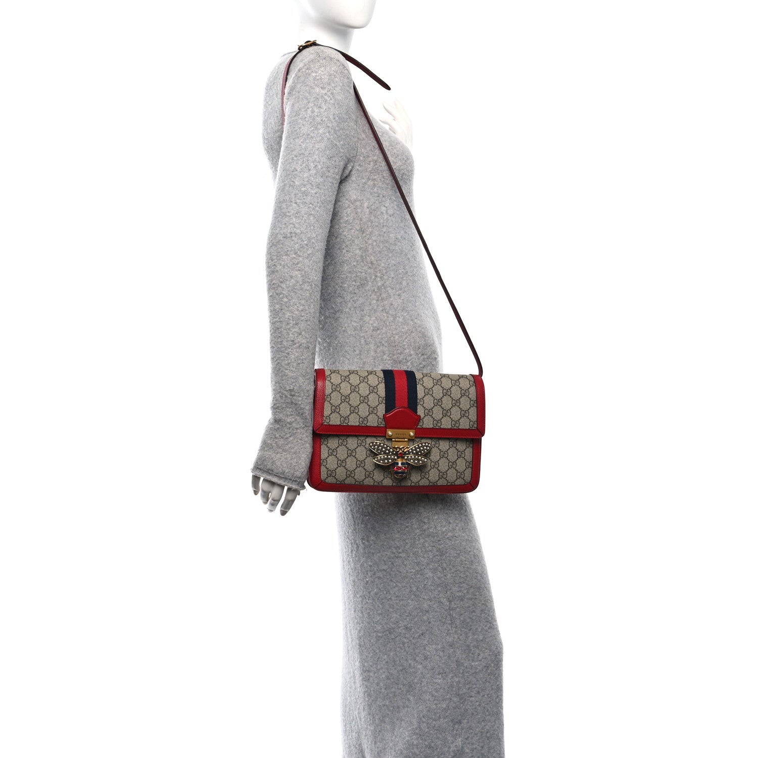 Gucci GG Supreme Monogram Medium Queen Margaret Shoulder Bag Red 2 of 12