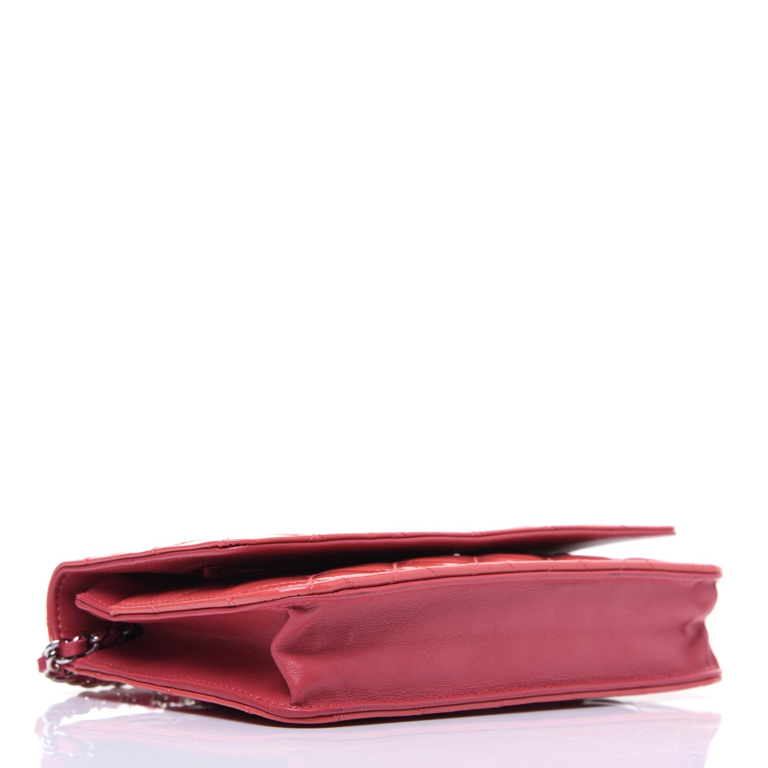 Chanel Patent Quilted Wallet On Chain WOC Coral 4 of 16