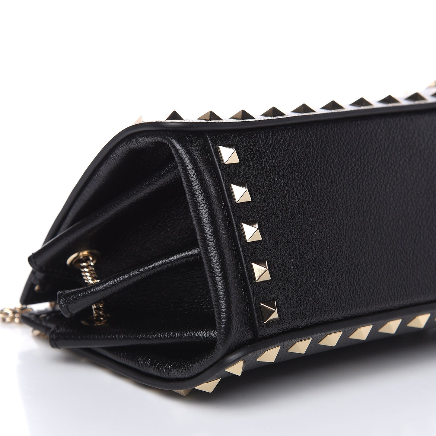 Calfskin Rockstud Mini Chain Shoulder Bag Black