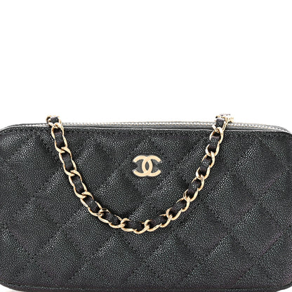 Chanel Iridescent Caviar Quilted Small Clutch With Chain Black 10 of 13