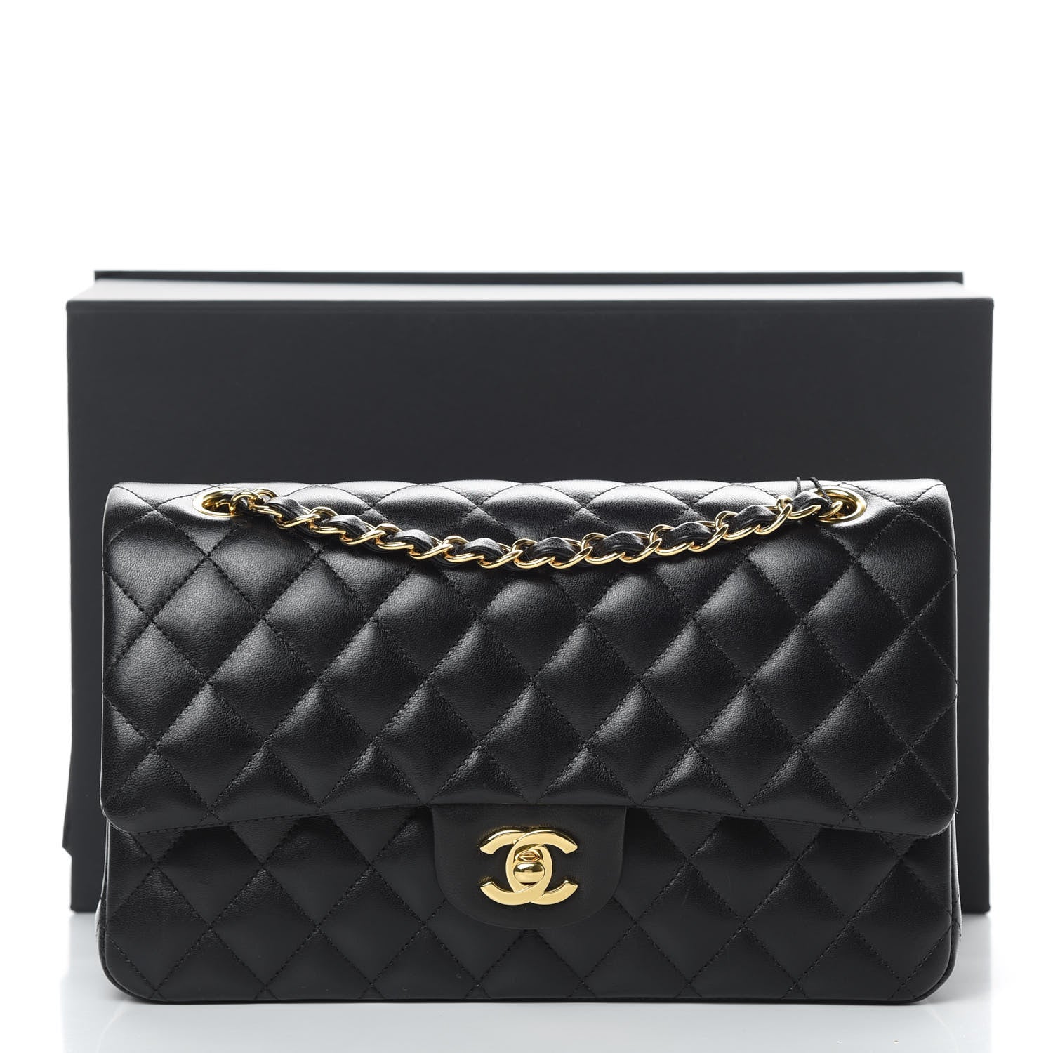 Chanel Lambskin Quilted Medium Double Flap Black 14 of 14