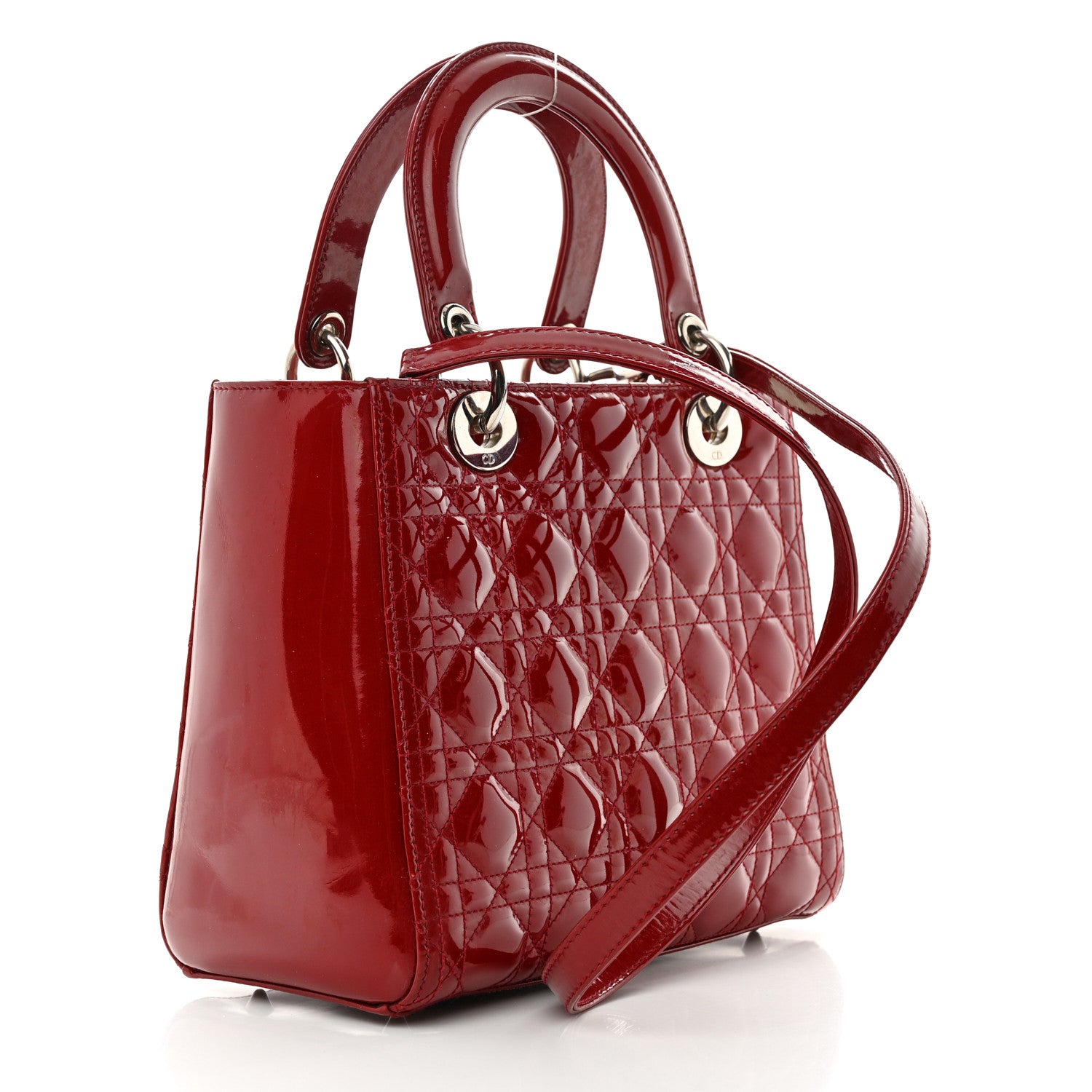 Christian Dior Patent Cannage Medium Lady Dior Red 3 of 14