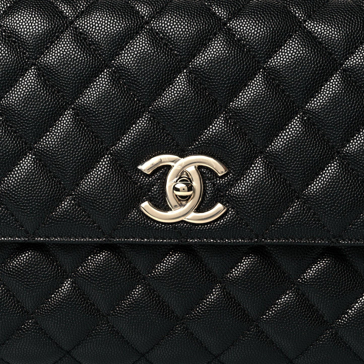 Caviar Quilted Small Coco Handle Flap Black