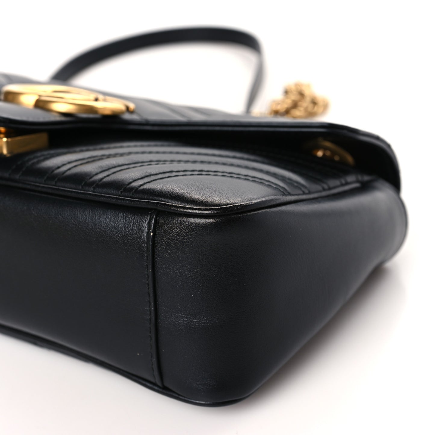 Calfskin Matelasse Small GG Marmont Shoulder Bag Black