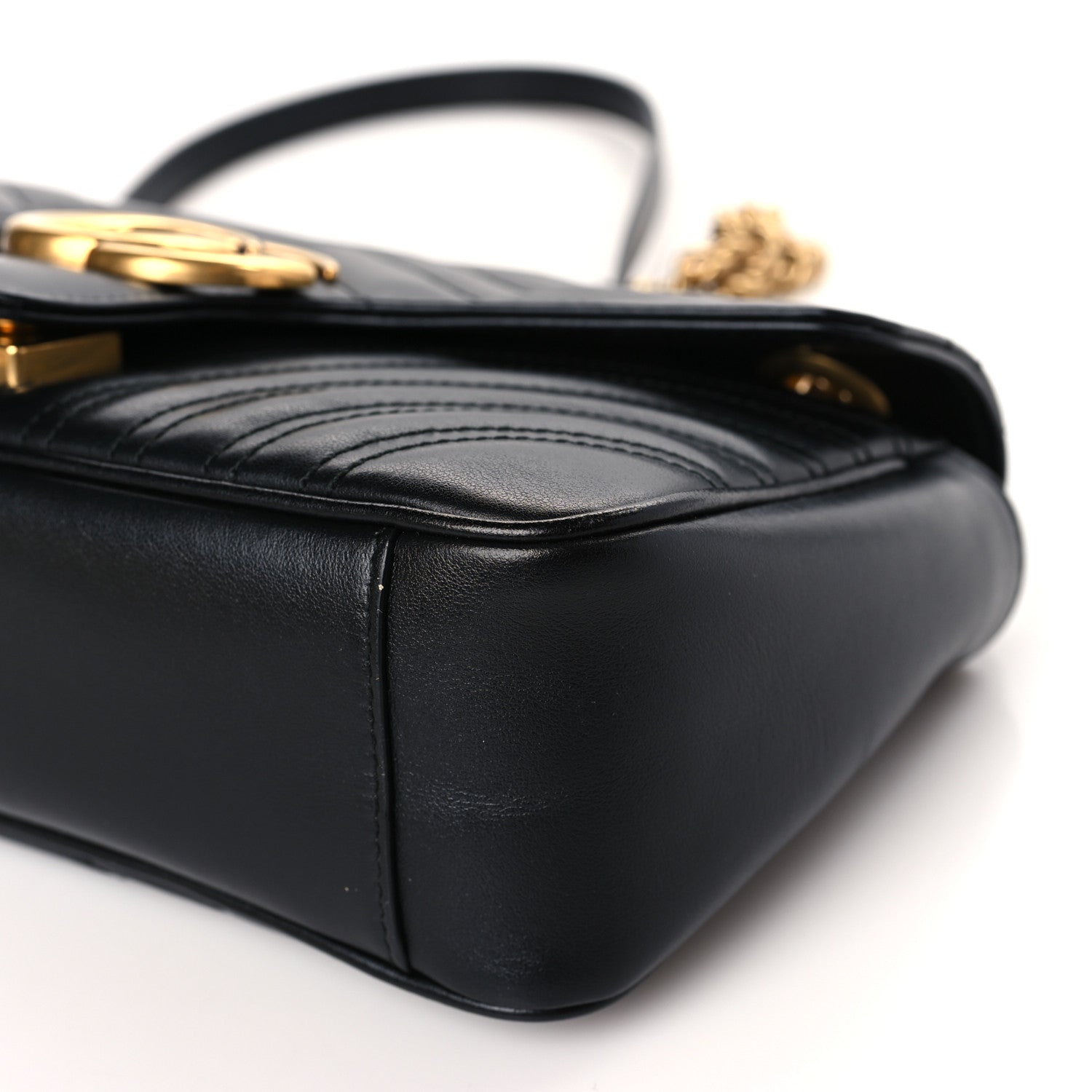 Gucci Calfskin Matelasse Small GG Marmont Shoulder Bag Black 9 of 9