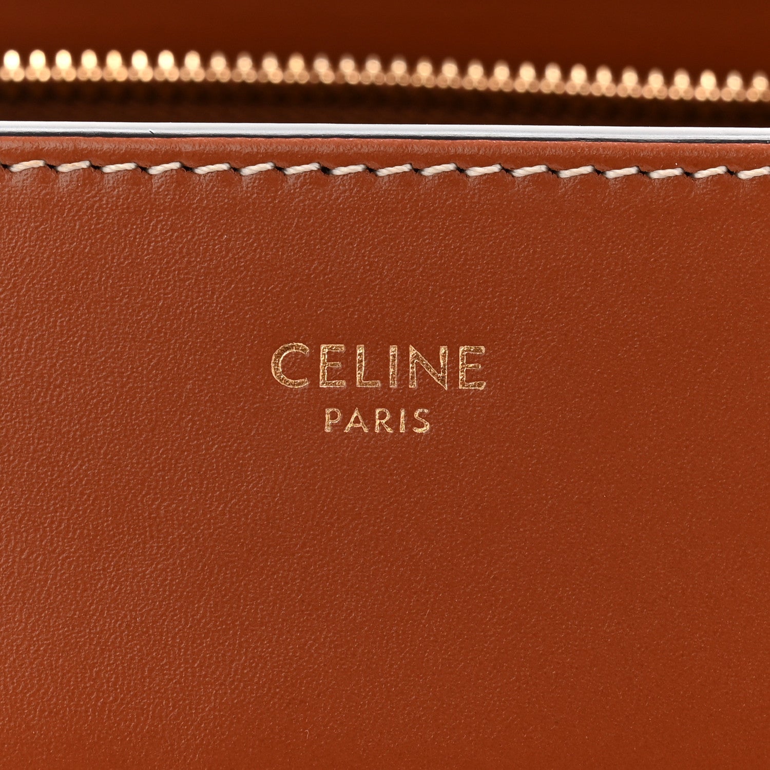 Celine Triomphe Canvas Calfskin Cabas De France Handbag Tan 6 of 12
