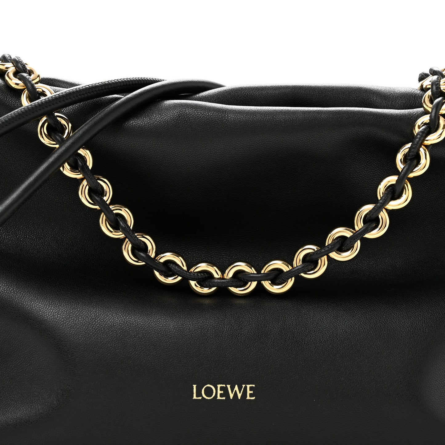 Mellow Nappa Medium Donut Chain Flamenco Knot Clutch Black
