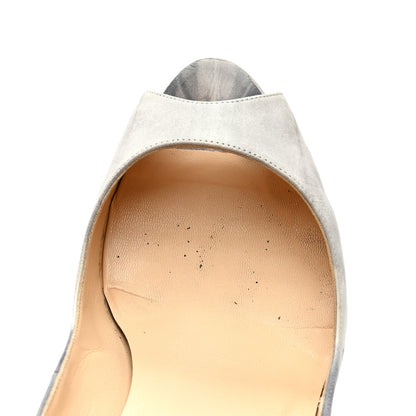 Christian Louboutin Suede Woodstock Very Prive 120 Pumps 39 Black Grey 8 of 9
